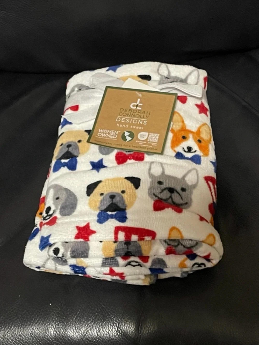 DEBORAH CONNOLLY Designs Patriotic Dogs Hand Towels, Set of 2